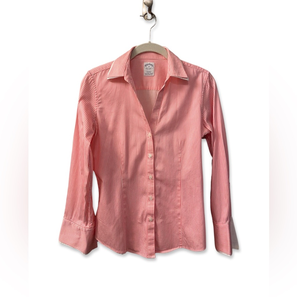 Brooks Brothers Pin Stripe Pink Women's Button Down Shirt - Size 4P